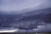 Typical high-precipitation supercell storm with a rotating wall cloud 