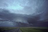 HP supercell thunderstorm type with a rotating wall cloud